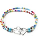 Elastic Beaded Anklet Seed Bead Turquoise Heart Ankle Bracelet For Women Double 