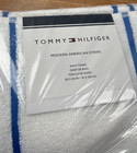 Tommy Hilfiger  Modern American Stripe Bath Towel  White blue 30  X 54  New