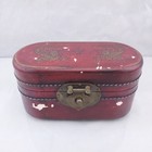 Chinese Red Lacquer Lidded Box Early 20th Century Leather Wood