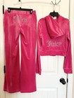 Nwt Juicy Couture Velour Tracksuit Pink Party Hoodie Pants 2 Pc Set Size M