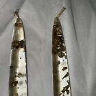 Lucite Taper Candlesticks 2 Clear Gold Flakes 11 5    Vintage Mcm Mid Century Mod