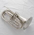 Marching Baritone Silver Nickel Plated Bb Horn With Case Free Shipping
