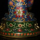 Old  China  Pure Copper  Cloisonne  Pinching Silk  Double Lotus  Buddha Statue
