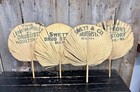 Lot Of 4 Antique 1890s Palm Leaf Advertising Fans For Drugs Stores In Maine