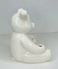 Vintage White Ceramic Teddy Bear Coin Bank Figurine Korea 7  Tall W stopper