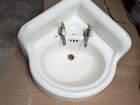 Antique Vintage 1920s Kohler Cast Iron Corner Sink White Porcelain Brass Faucets
