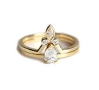 2 20ct Pear Cut Gra Moissanites Women Engagement Ring Set 14k Yellow Gold Finish