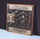 Antique French Solid Chestnut Wood Carved Gothic Door W faux Hinges And Latch