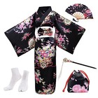  5pcs Japanese Kimono For Women  Robe Geisha Yukata Dress Xx-large Black