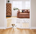 Pawland Wooden Freestanding Foldable Pet Gate For 24  Height-3 Panel  White 