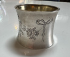 Art Nouveau 800 Silver German Gebruder Kuhn Roses   Bows Napkin Ring