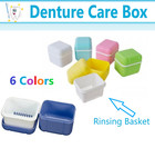Denture Care Retainer Box With Tray Case Cup Storage Denture With Rinsing Basket