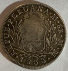     1833 C m Philippines Peru 8 Reales Silver Coin Cleaned Vf   