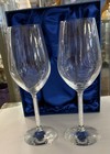 Swarovski Signed Crystal Crystalline Red Wine Glasses  set Of 2 