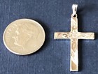 Vintage Sterling Christian Holy Catholic Religious Engraved Cross Pendant 12