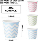 600 Pack 3 Oz Paper Cups - Small Bathroom Cups  Mini Wave Design Disposable Cups