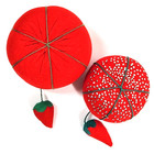 Vtg Sewing Tomato Pin Cushion With Strawberry Emery Lot Of 2 Red Green Crafts