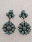 Sterling Silver 925 Turquoise Flower Dangle Drop Earrings Butterfly