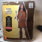 Native American Princess Adult Costume Sz Med  6-8  Brown 3pc New