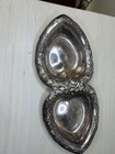 Reed   Barton 226 Double Heart Dish Art Nouveau Silverplate Ornate Vintage