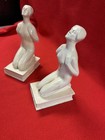 Vintage Art Deco Style Metal Bookends Nude Female Figurals