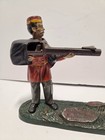 Antique Cast Iron Mechanical Bank Soldier W  Rifle J e Stevens Creedmoor 9 x7 