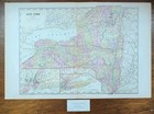 Vintage 1891 New York Map 22 x14  Old Antique Original Buffalo Niagara Falls Ny