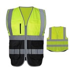 Yellow Construction Work Vest Clothes For Men Hi Vis Vest Multi Pockets Wor