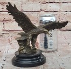 Original Signed Vienna Bronze Eagle Sculpture Austria Art Deco Marble Artwork