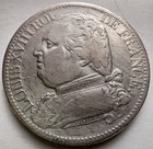 1815 I France Louis Xviii 5 Francs Limoges Silver Coin Fine Details