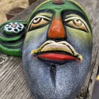 Vintage Green Paper Mache Mask Hand Crafted Hand Painted Fabulous Female