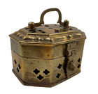 Vintage Trinket Box Decorated Gorgeous Jewelry Casket Well Preserved Gold Brass