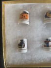 Vtg Halloween 6 Porcelain Thimbles Ghost Moon Witch Pumpkin Scarecrow Taiwan    86