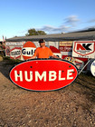 Vintage Large Porcelain Humble Oil Gas Gasoline Sign 96 By 48 Inch 1 Sided Rare