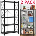Heavy Duty 5-tier Metal Storage Rack 2pcs Foldable W  Wheels Garage Office Rack