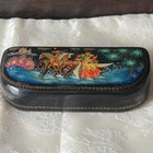 Handsome Vintage Signed Palekh Troika Handpainted Russian Lacquer Box