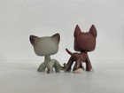 2pcs lot Lps Toys Littlest Pet Shop Grey Cat Brown Dog  391 1519 Animal Figures