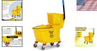 Commercial Mop Bucket Polyethylene 26 Quart Side Press Wringer Yellow