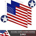 G128     American Flag Us Usa   3x5 Ft   Double Sided  Embroidered Stars
