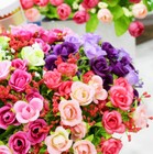21 Heads Artificial Rose Bud Fake Silk Flowers Bouquet Wedding Party Home Decor