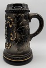 King Switzerland Lidded Stein Black Silver Cross Design Breweriana Hand Painted