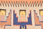 Atq Navajo Rug Textile Native American Indian 30x29 Weaving Vtg Yei Pictorial