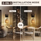 Boho Wall Lamp Plug-in hardwired Wall Sconce Rattan Shade Led Bedside Night Lamp