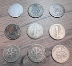 Lot Of 9 Dimes  8 Us Mint   1 Canadian  1957   Older  all W silver Content 