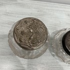 Vintage Dresser Vanity Jars Lot Of 2 Hair Receiver Powder Silver Lids