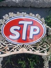 Large Vintage Stp 2ft Porcelain Metal Oval Sign - Gas Pump Automotive Sign