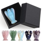 Colorful Crystal Angel Figurine Statue Natural Stone Carved Angel Stones W box