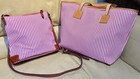 Dooney Bourke Bundle Set Fuchsia Pink Seaview Stripes Large Tote   Crossbody Bag