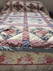Vtg Hand-stitched Patchwork Quilt 68 w X 84 l Floral Multi-color 100   Cotton Ec