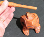 Vintage Hand Carved Wood Frog Rasp Percussion Musical Instrument Tone Block 4 5 